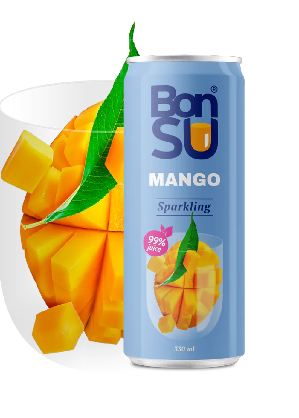 Bonsu — Sprudlende fruktdrikk · 99% ekte frukt