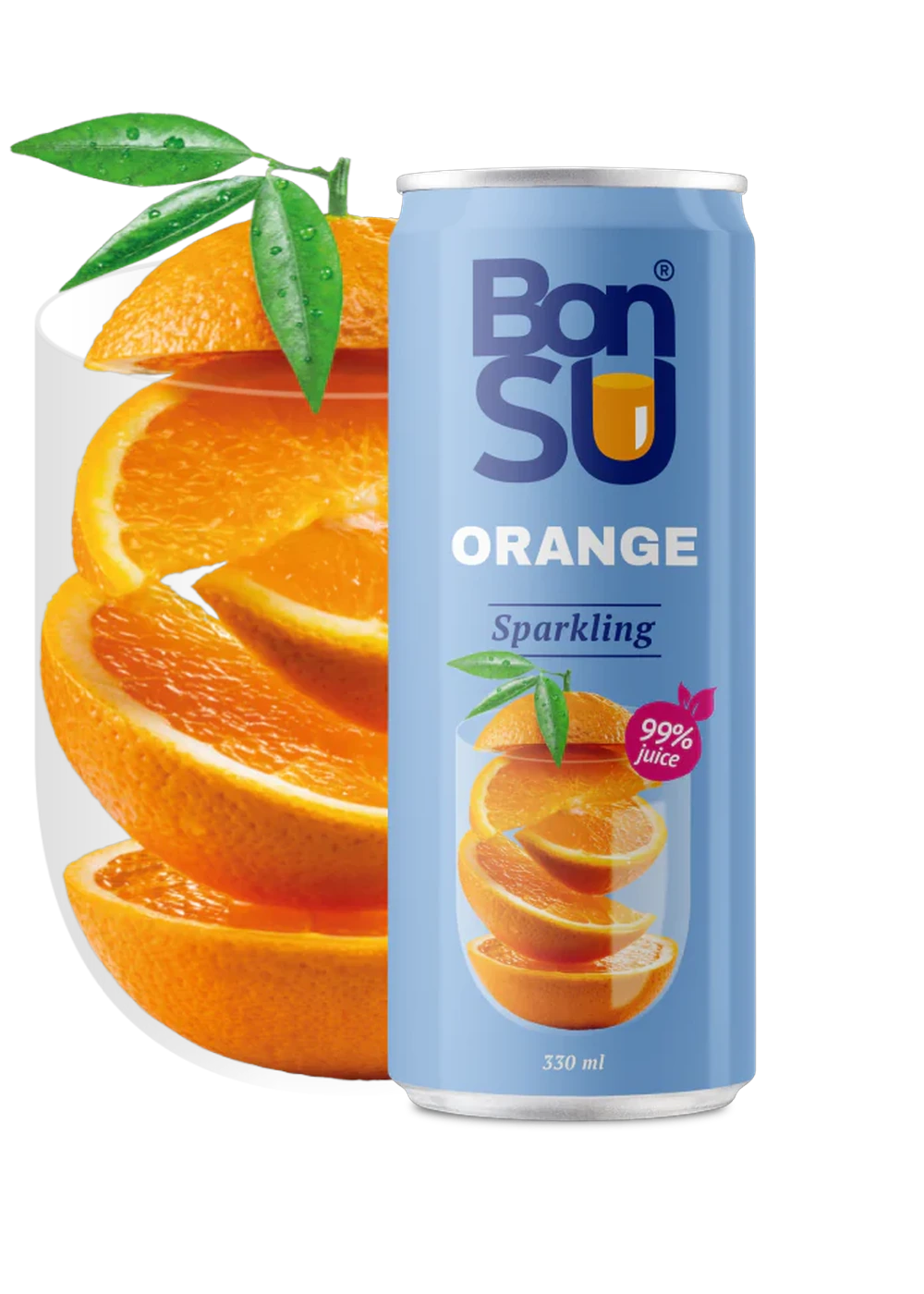 Bonsu — Sprudlende fruktdrikk · 99% ekte frukt